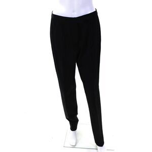 Metradamo Womens Mid Rise Slim Leg Pleated Twill Dress Pants Black Size IT 46